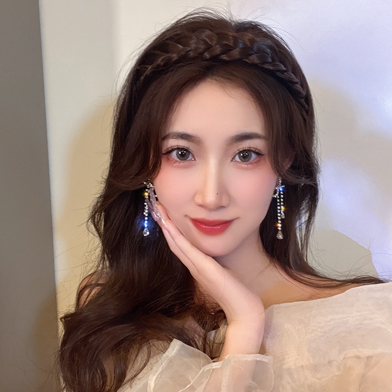 Knotted curly wig headband lady's Korea Elegan Aksesoris Rambut