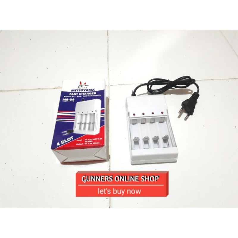 Charger Baterai AA / AAA / A23 Fast Charger Mitsuyama MS-04