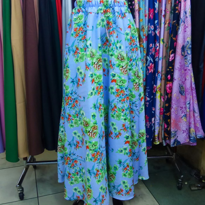 [Biru Mint Motif] Rok Panjang Balotelli Import Model Payung
