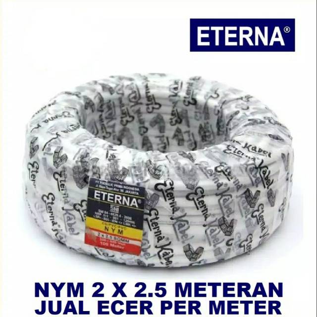 Kabel Listrik Tembaga Isi 2 x 2.5 mm / Kabel Kawat ETERNA 2x2.5 NYM (PER METER)