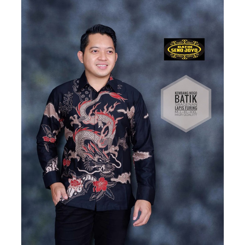 KEMBANG NOGO baju batik pria lengan panjang modern S M L XL XXL BAJU PREMIUM BSO OFFICIAL