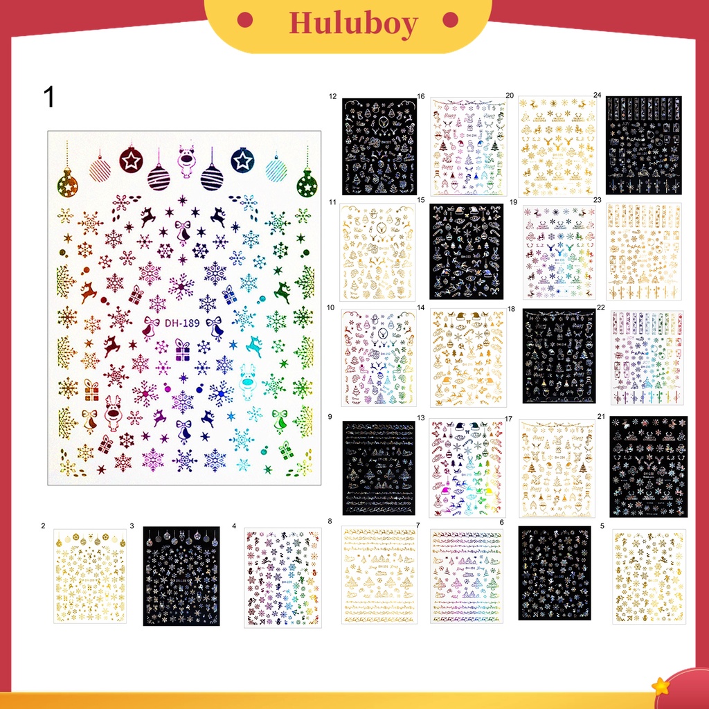 Huluboy Huluboy♡ Stiker Kuku 3D Motif Snowflake Natal Untuk Dekorasi Nail Art