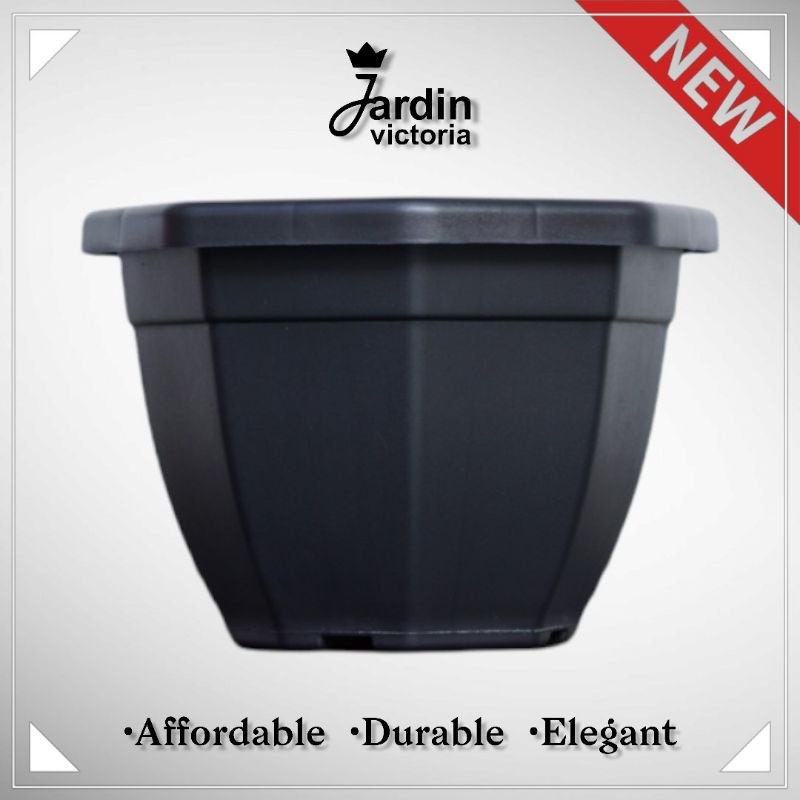 [NEW] Pot Bunga Hitam 25 | Pot Tanaman Octagon | Jardin Victoria | Pot Modern Cantik Minimalis