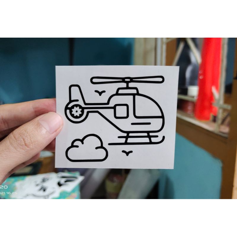 

stiker helikopter custom cutting stiker murah