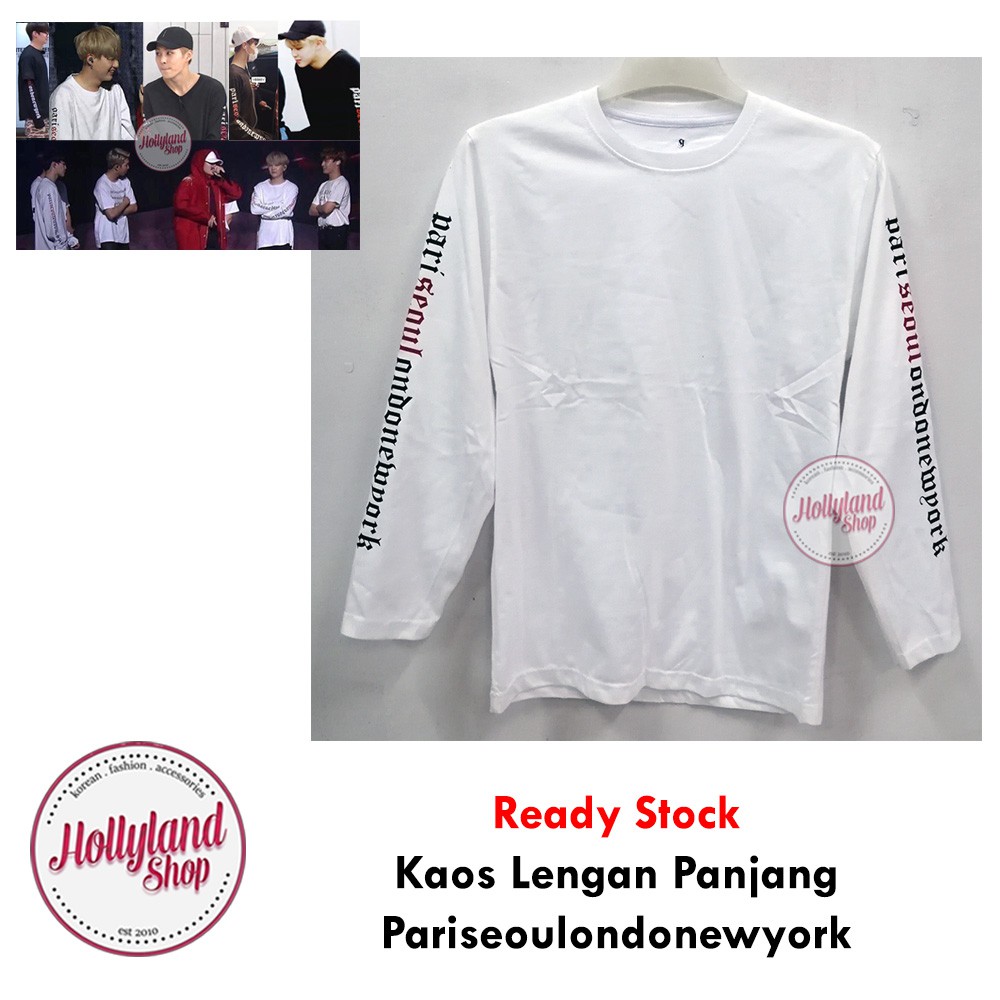 Kaos Tshirt Lengan Panjang Pariseoulondonewyork BTS EXO - Size S Unofficial