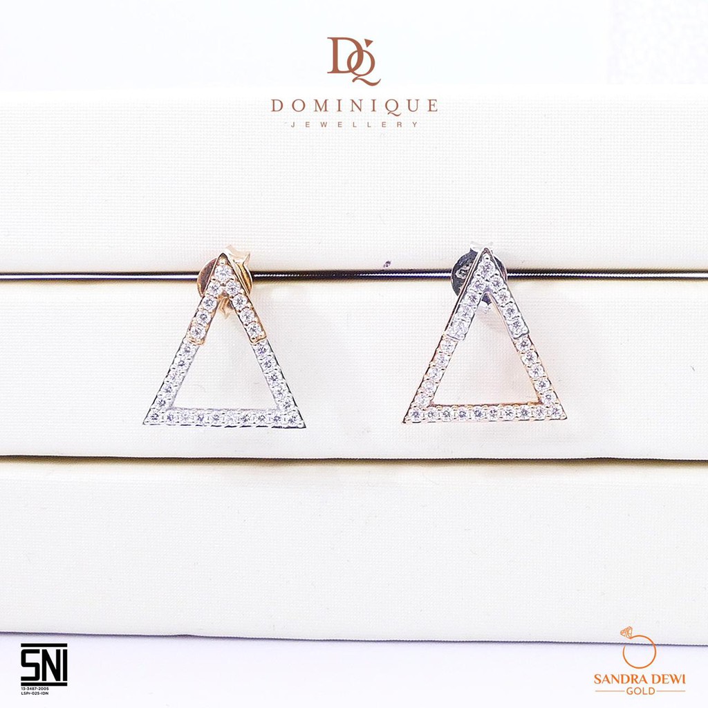 

Dominique Jewellery- Anting Valentine Series Giwang Love Tringle 02 Sandra Dewi Gold 75,5% SNI