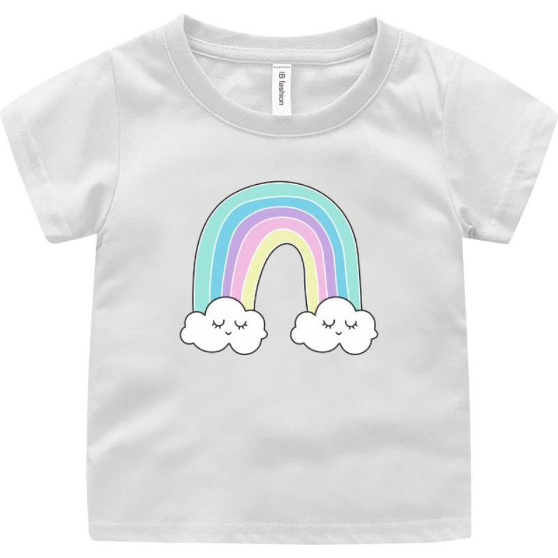 Kaos Anak Cewe Umur 2_15 Tahun Tshirt Baju Anak Perempuan Murah Motif Rainbow Uxlo Fashion