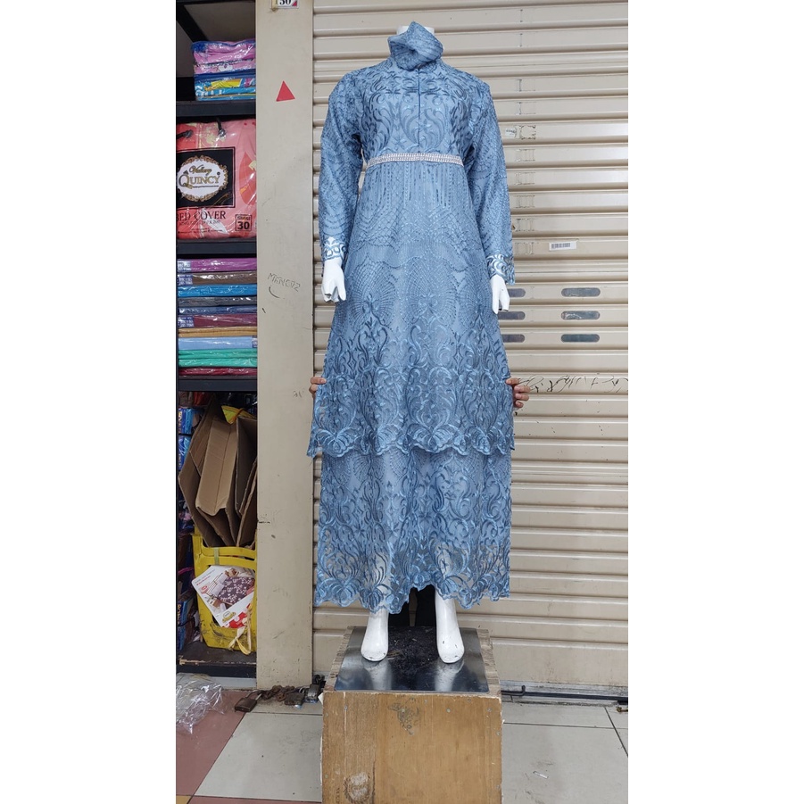 GAMIS BROKAT TULLE TINGKAT MALAYSIA/ DRESS KEBAYA PESTA TINGKAT/ DRESS BUTIK CANTIK/ DRESS SITI TING