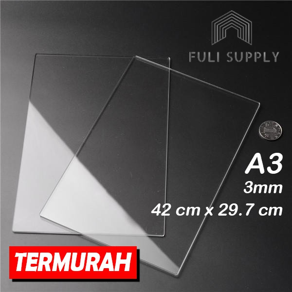 Jual Akrilik Lembaran Acrylic Aklirik Mika 3mm Ukuran A3 Lasercut