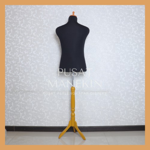 Manekin DM Pria Hitam Kaki Kayu | Manekin DM Cowok | Patung Baju Pria | Manekin Jas