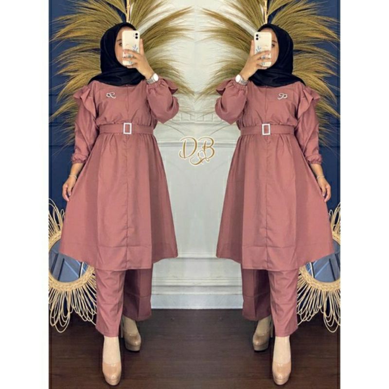 ONE SET POLOS SHAKILA SETELAN CELANA LONG TUNIK SYAKILA   SETCEL KANCING