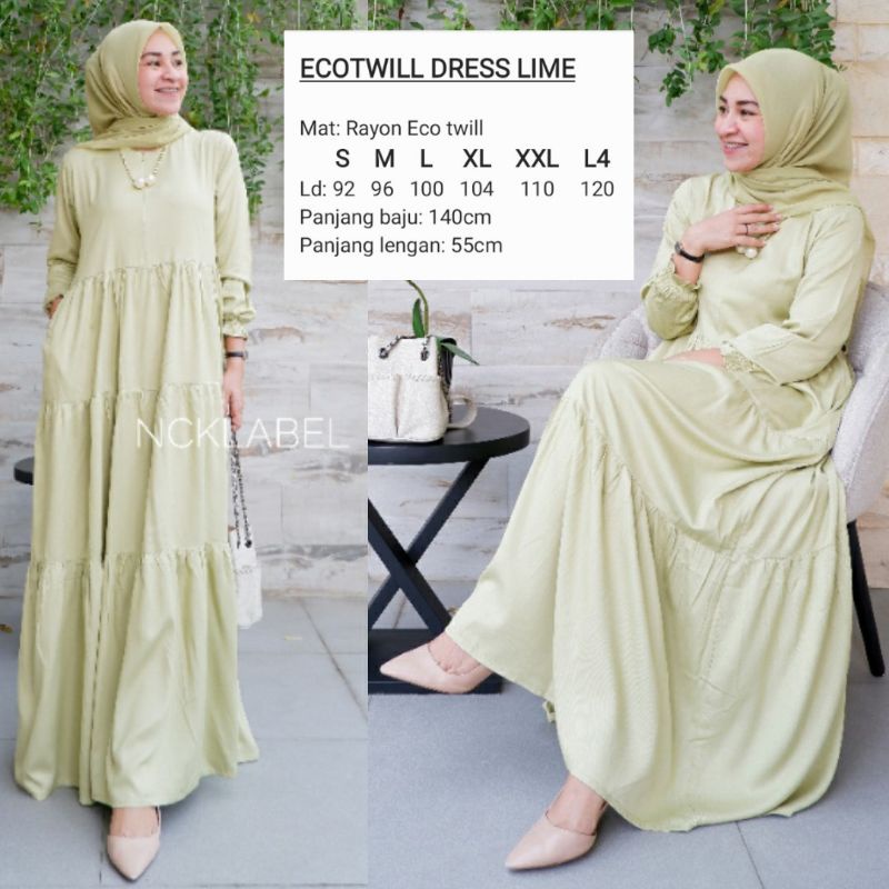 ECOTWILL DRESS ORI NCK LABEL GAMIS POLOS RAYON ECO TWILL ADEM NYAMAN BUSUI