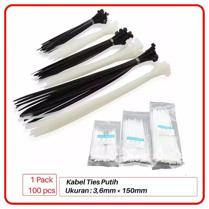 KABEL TIES 2.5MM X 150MM WARNA HITAM PUTIH MERAH HIJAU KUNING BIRU