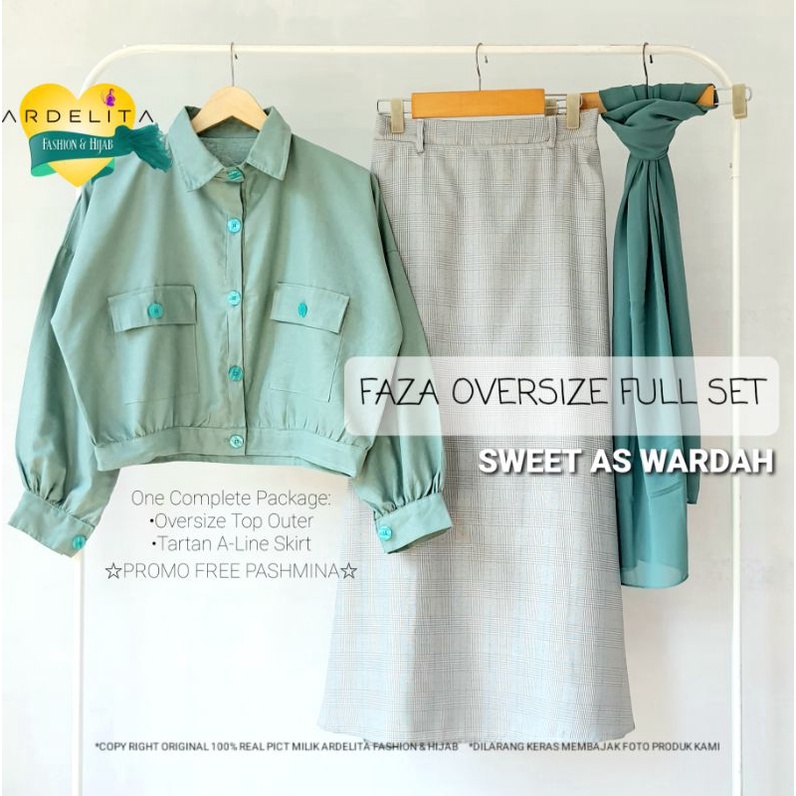 FAZA SET PROMO FREE PASHMINA SETELAN OOTD ROK WANITA OVERSIZE KOREAN STYLE SELEGRAM OUTFIT WARDAH/OOTD WANITA SET/SAFU SET PAKAIAN WANITA/BAJU OOTD WANITA HIJAB/SETELAN WANITA HIJAB/