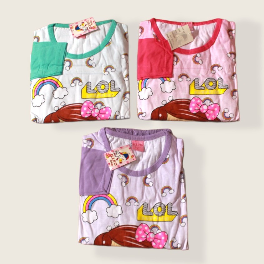 baju tidur piyama anak perempuan lol size 10-20