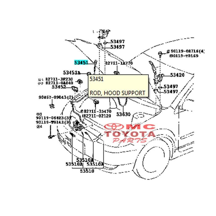 Tiang Penyangga Kap Mesin Corolla Altis Old 53440-12040