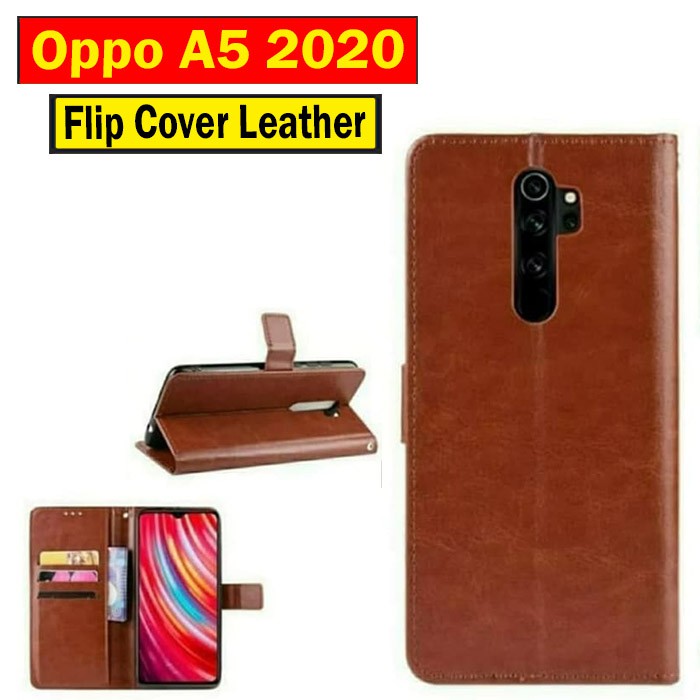 Oppo A5 2020 Leather Wallet Kulit Dompet Stand Flip Case Cover Casing