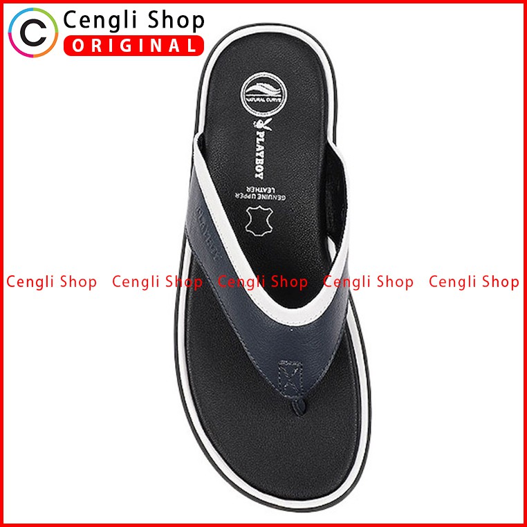 PLAYBOY SANDAL JEPIT KULIT CASUAL PRIA ORIGINAL TERBARU BIRU NAVY PLB6