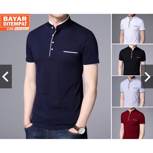 KAOS KERAH MINIMALIST SHANGHAI STYLE TSHIRT PRIA DEWASA POLOS