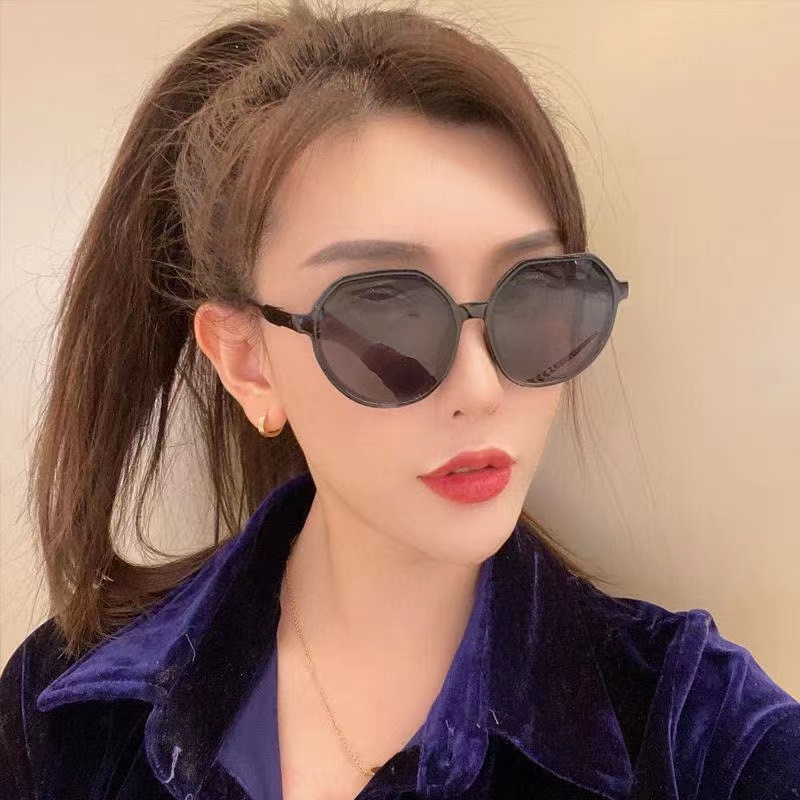 BRGUNIK Kacamata Hitam Wanita Hexagon - Kacamata Elegan Retro Wanita Korean Style R546