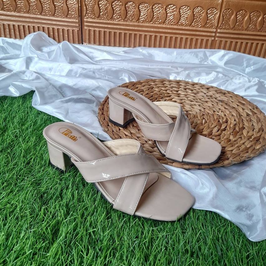 Sandal heels wanita hak tahu 5 cm strap silang HB-05