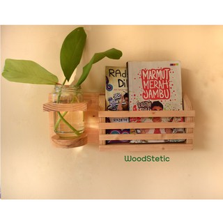 Rak Dinding Buku Majalah Pot  Jar Kaca  Tanaman  Hias Air  Vas 