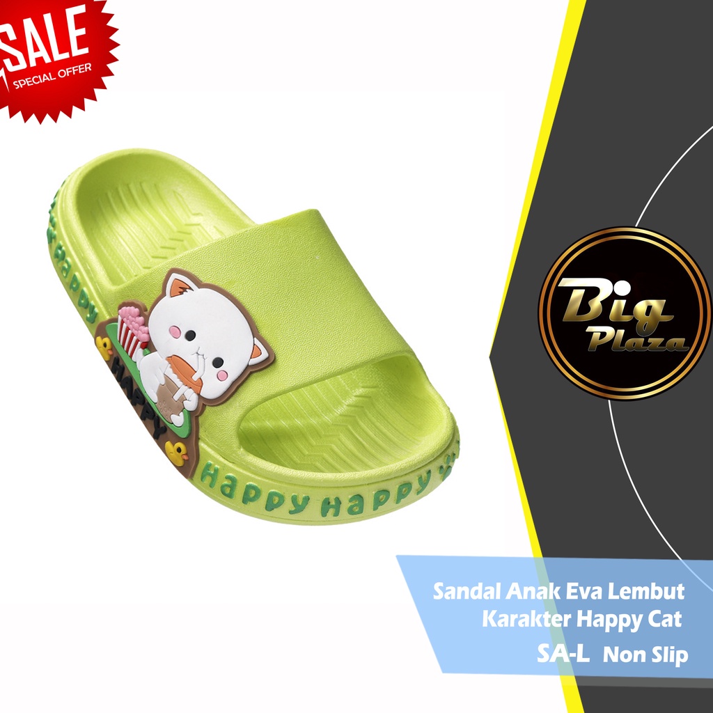 SA-L Sendal / Sandal Anak Eva Lembut Karakter Happy Cat Non Slip 0821