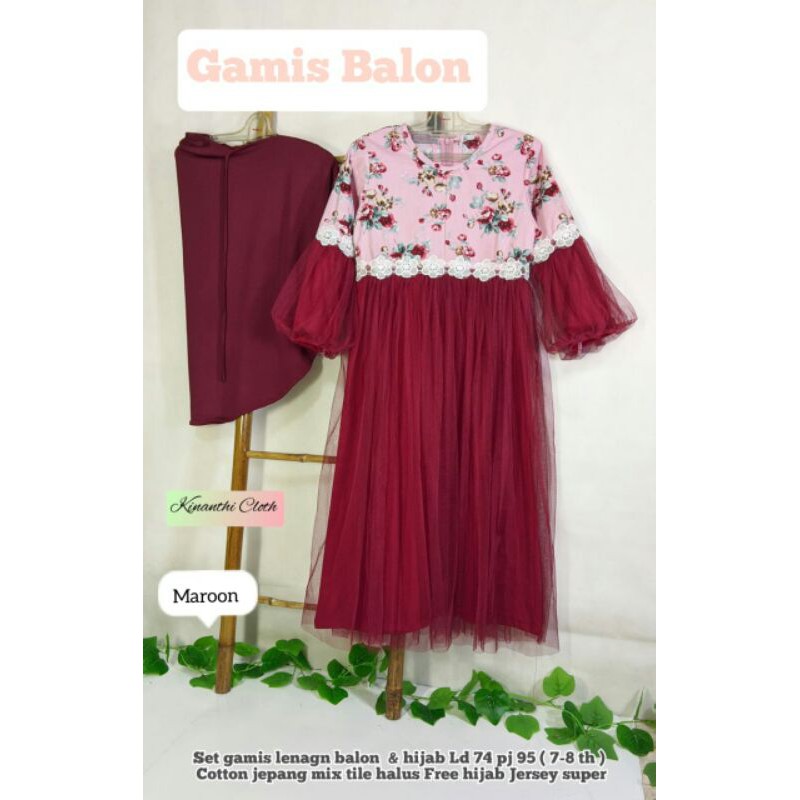 Gamis Balon by Kinanthi Cloth / Gamis Anak Perempuan Setelan Gamis Anak Terbaru Setelan Gamis Jilab