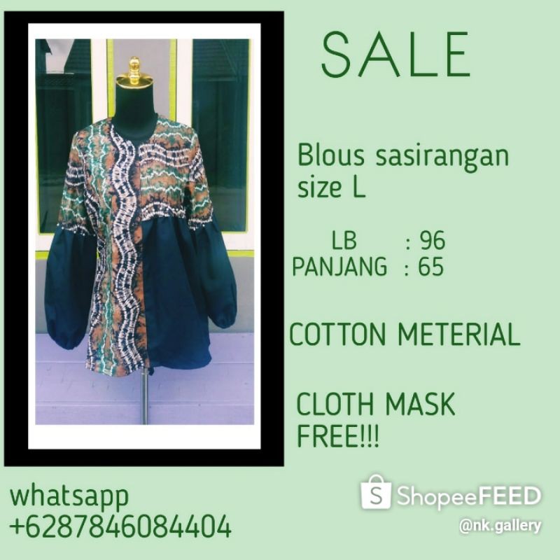 BLOUS KOMBINASI SASIRANGAN/BLOUS WANITA/BLOUS KEKINIAN/BLOUS FASHION