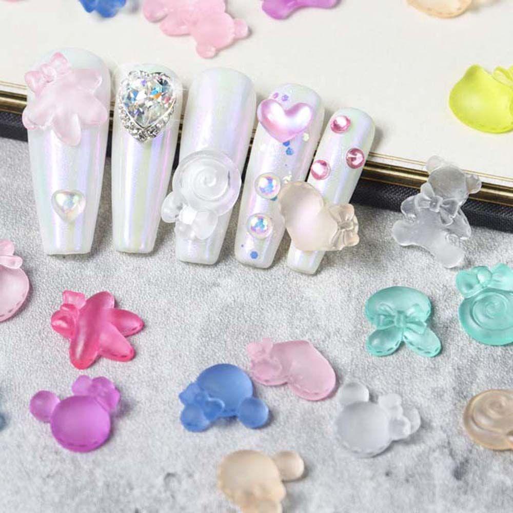 Mxbeauty Candy Nail Charms Lucu DIY Charms Transparan DIY Manicure Accesoires Kristal Kuku Berlian Imitasi