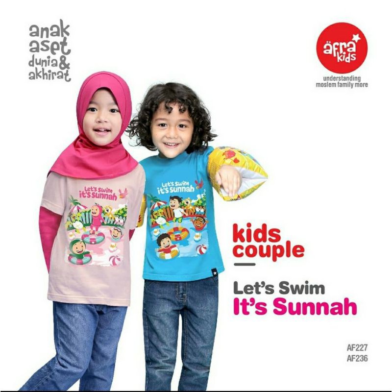 PROMO Kaos Anak Afrakids AF227 "Let's Swim It's Sunnah" Lengan Panjang