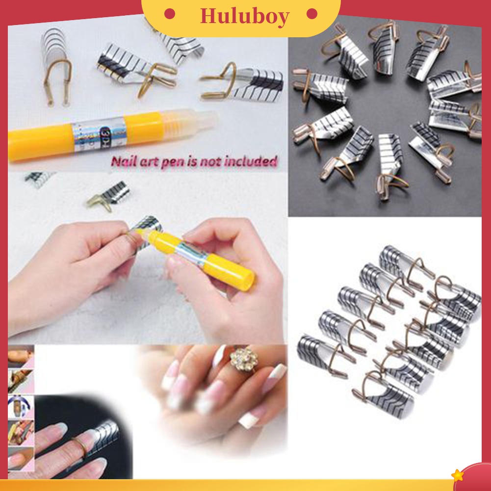 Huluboy Huluboy♡ 5pcs Alat Bantu Extension Kuku UV Gel Akrilik Bahan Aluminum Dapat Dipakai Ulang