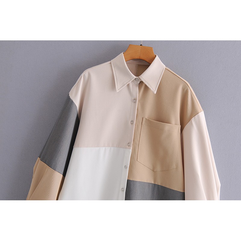 Kemeja Wanita Polos Dua Warna Casual Shirt Two Tone Mix Color Shirt-7