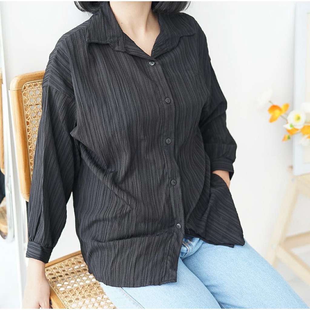 BEFAST - ZFS OOTD Wanita Kemeja PASTY / HARRI LADY CRUSH OVERSIZE SHIRT / Kemeja Oversize / Kem Kekiniaan Remaja Wanita / Kem Terlaris / OOTD ala Korean Style / Kemeja Polos Casual / Atasan Pakaian Lengan Panjang