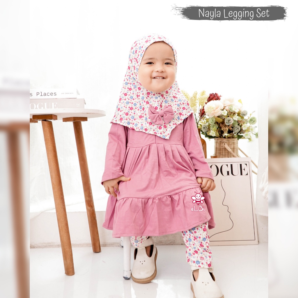 Baju Muslim Anak Cewek Nayla / Baju Gamis Anak Perempuan 1-6 Tahun Rayon Super / Setelan Baju Muslim Anak