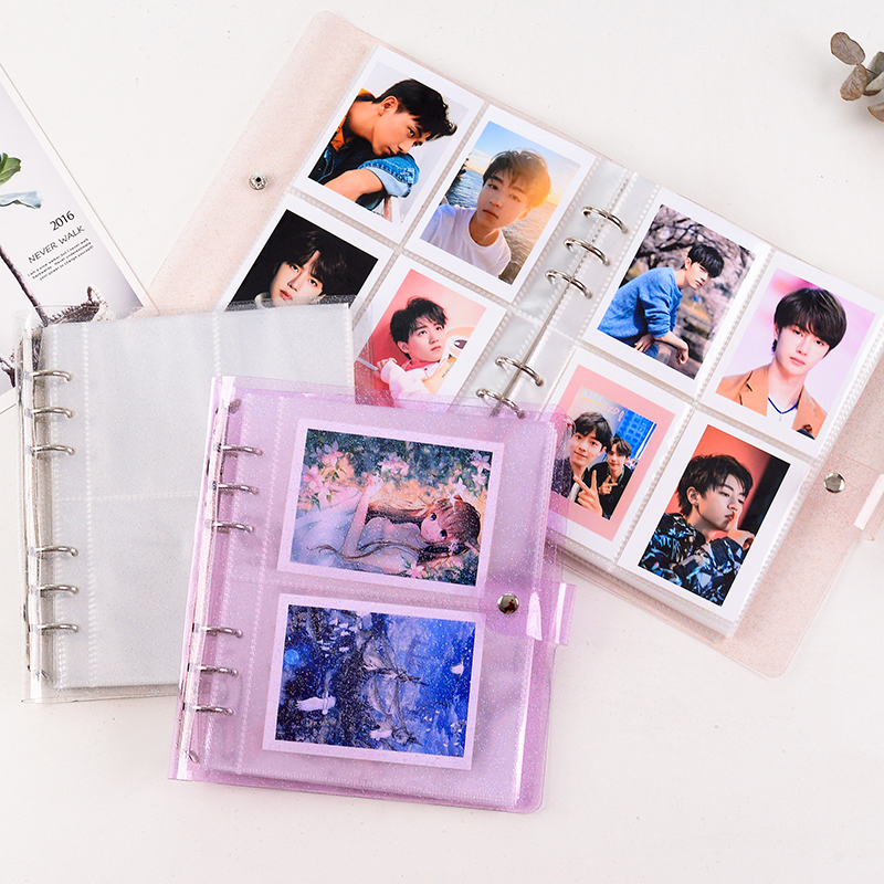 3 inch 5 inch Photo Album Jelly Color Sequins Photocard Case Portable Transparent Photo Holder