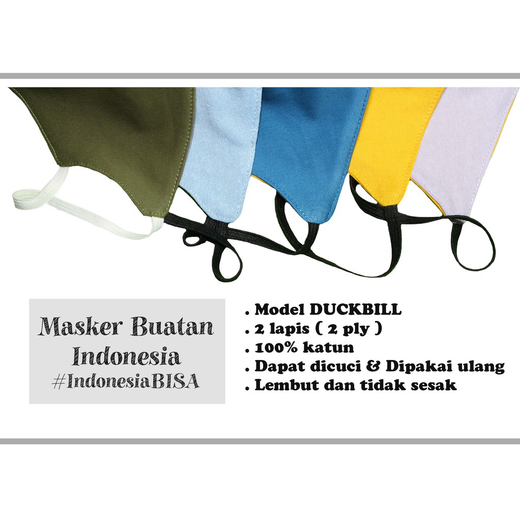 MASKER KAIN 2 PLY DUCKBILL POLOS DEWASA UNISEX EARLOOP NON MEDIS