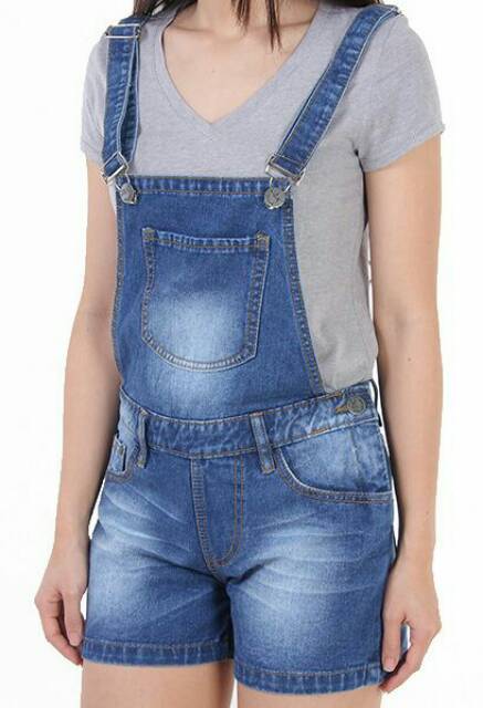 (2 Warna)Celana Pendek Overall Short Jeans Wanita/ Celana Kodok Jeans Trendy Cewek Elegan/Gaul/modis