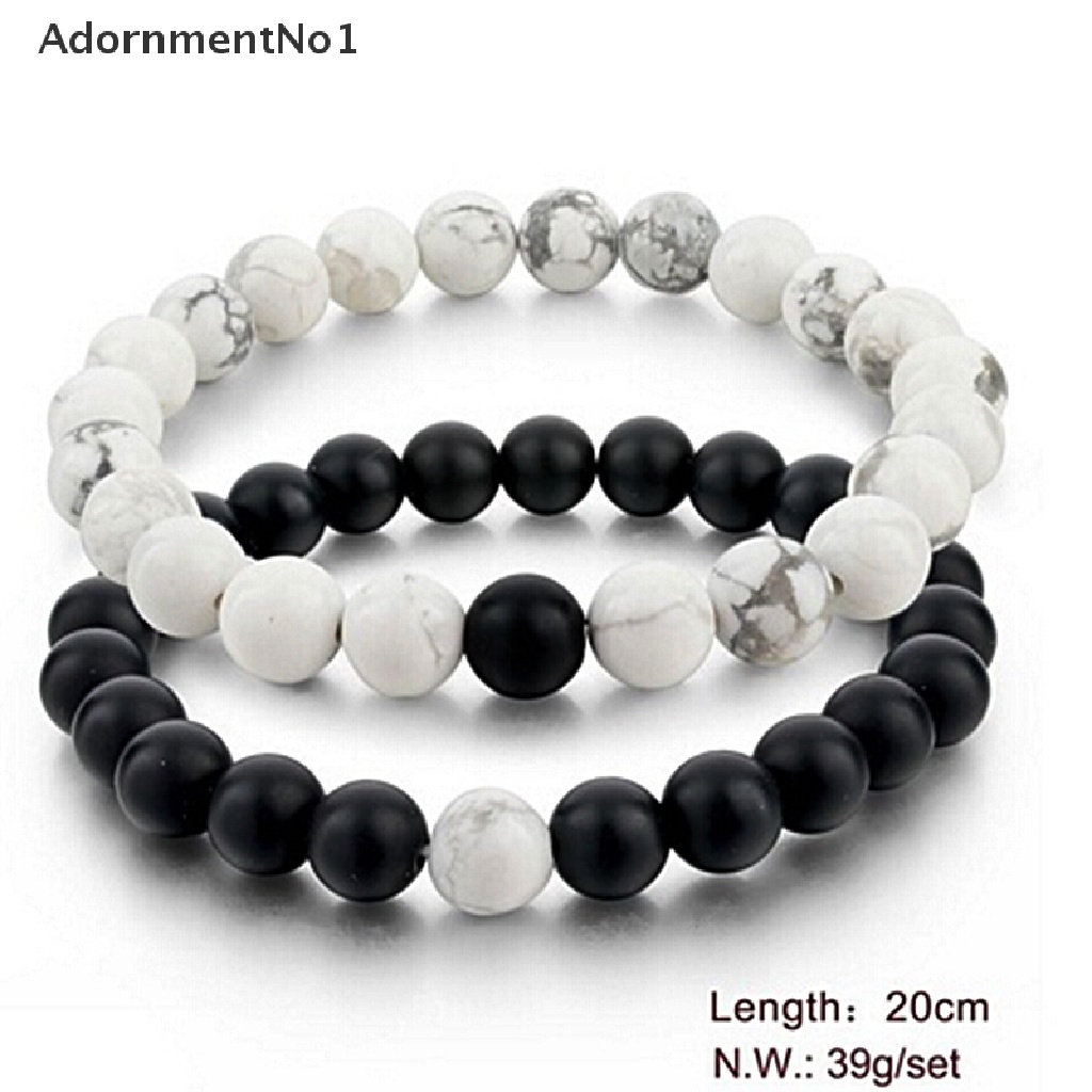 (AdornmentNo1) 2pcs / Set Gelang Manik Lava Tulisan His &amp; Hers Untuk Pasangan / Pria / Wanita