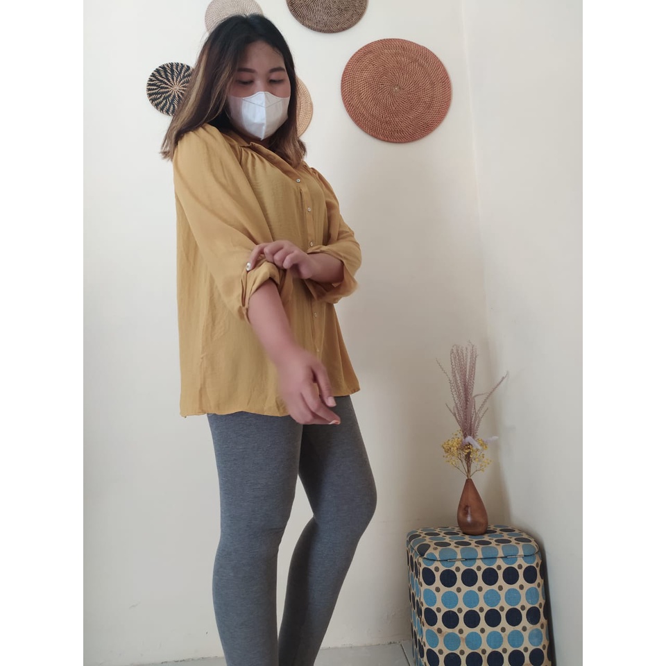 H&M Blouse Big Size Pale Yellow / Kemeja Kerja Wanita / Baju Big Size