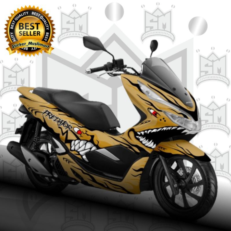 Decal Sticker PCX 150 motif sharks gold variasi full body