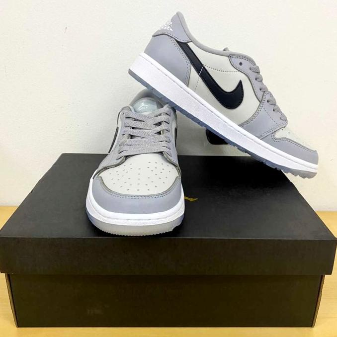 Sepatu Sneakers Jordan 1 Low Golf Pria Wolf Grey Original Materials