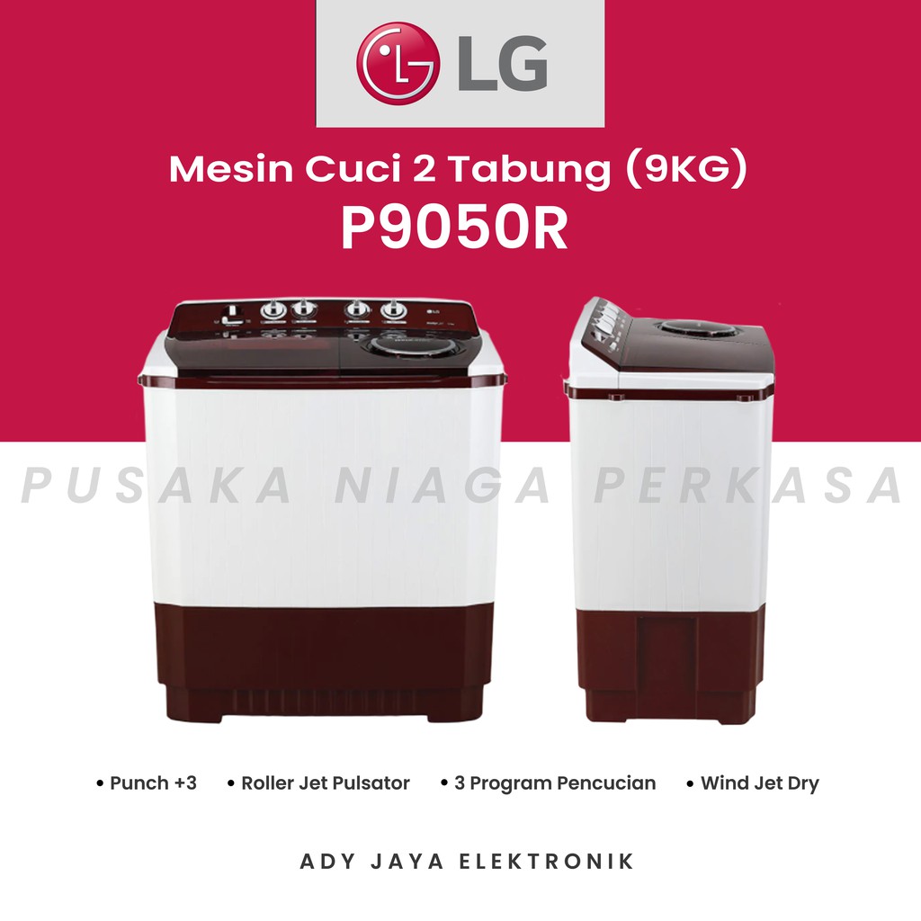 Jual MESIN CUCI 2 TABUNG LG P9050R (9KG) | Shopee Indonesia