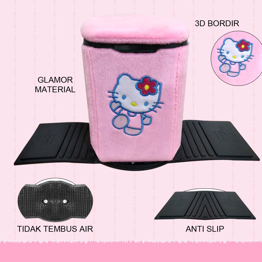 Tempat Sampah Mobil Hello kitty - Tempat Sampah Mobil Karakter Pink Hello Kitty