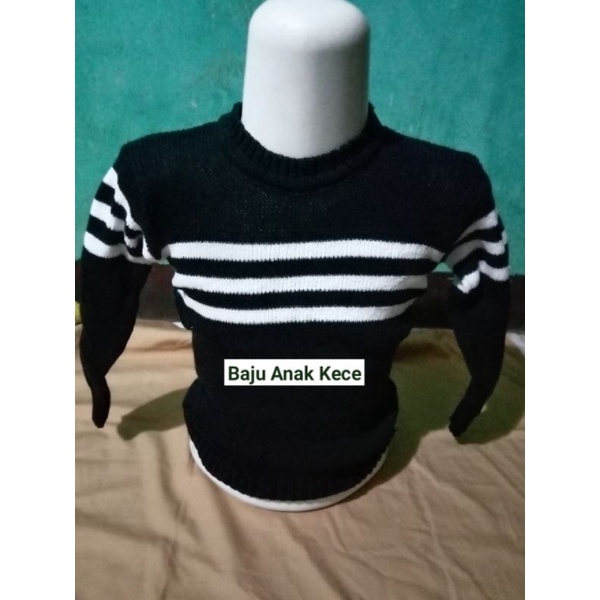 1 2 3 Tahun Sweater Anak Unisex  Salur 3 Baju Atasan Rajut Anak