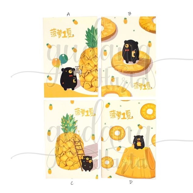 Notebook A5 Bear Loves Pineapple Buku Motif Beruang Nanas GH 308645