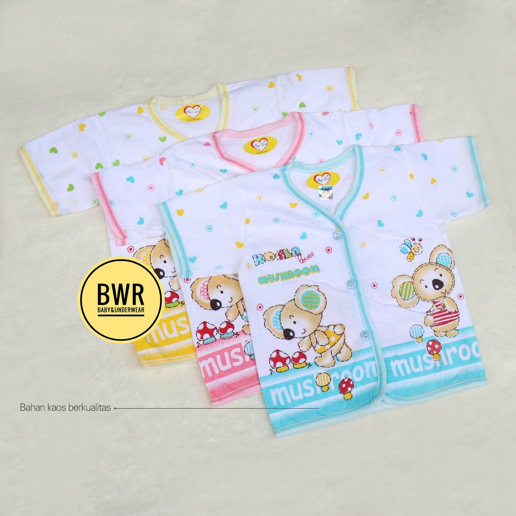 [ 3 setel ] Setelan Ikyu Love PENDEK MOTIF | Baju Bayi + Celana Pendek Kado Lahiran Hampers - Bwr IX