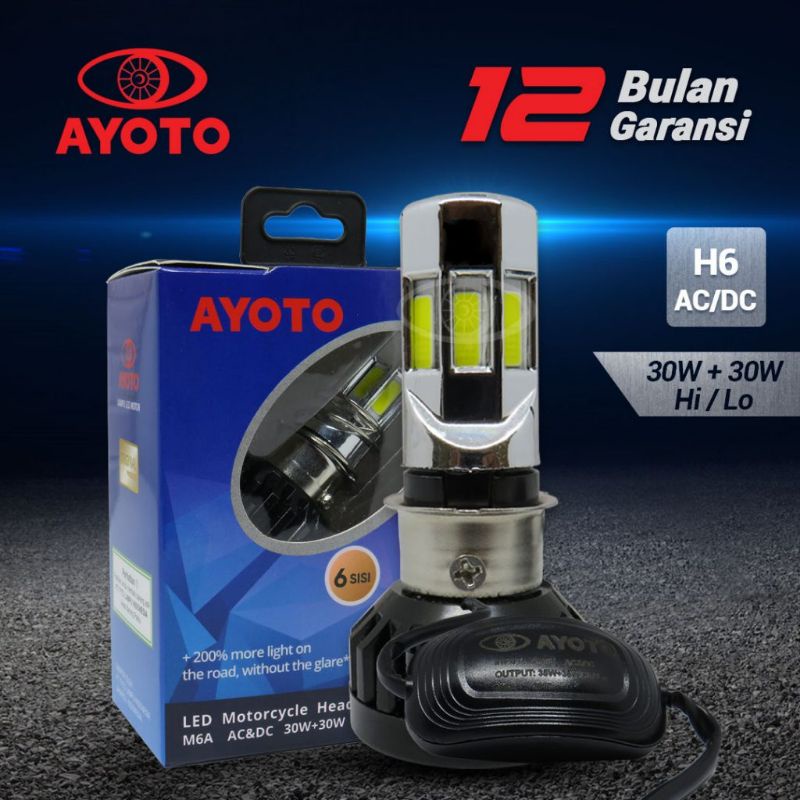 lampu led depan motor/mobil ayoto original  6 SISI. FREE MASKER❗❗