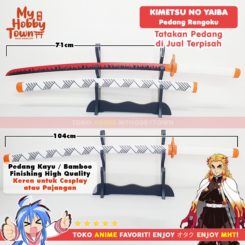 Replika Pedang Bambu Nichirin Demon Slayer Kimetsu no Yaiba Rengoku Kyojuro Cosplay Property