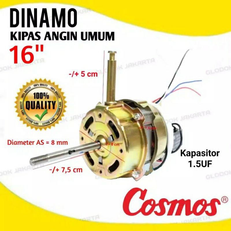 Motor Dinamo Kipas Angin 16 inch Merk Cosmos, Sanken, KDK, dan Merk Lainnya